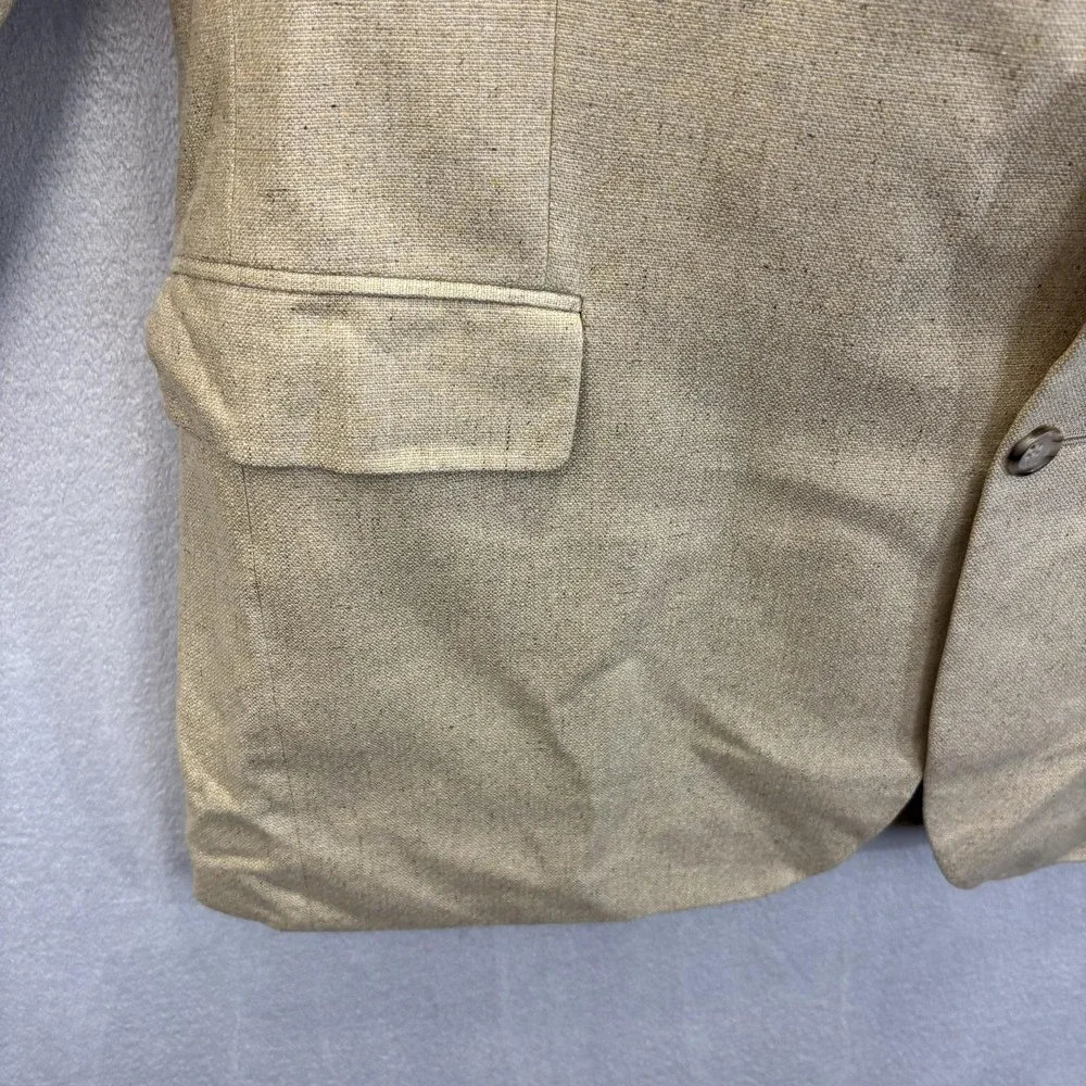 Jos. A. Bank 100% Silk Blazer Jacket Mens 46L Tan Coastal Summer Wedding